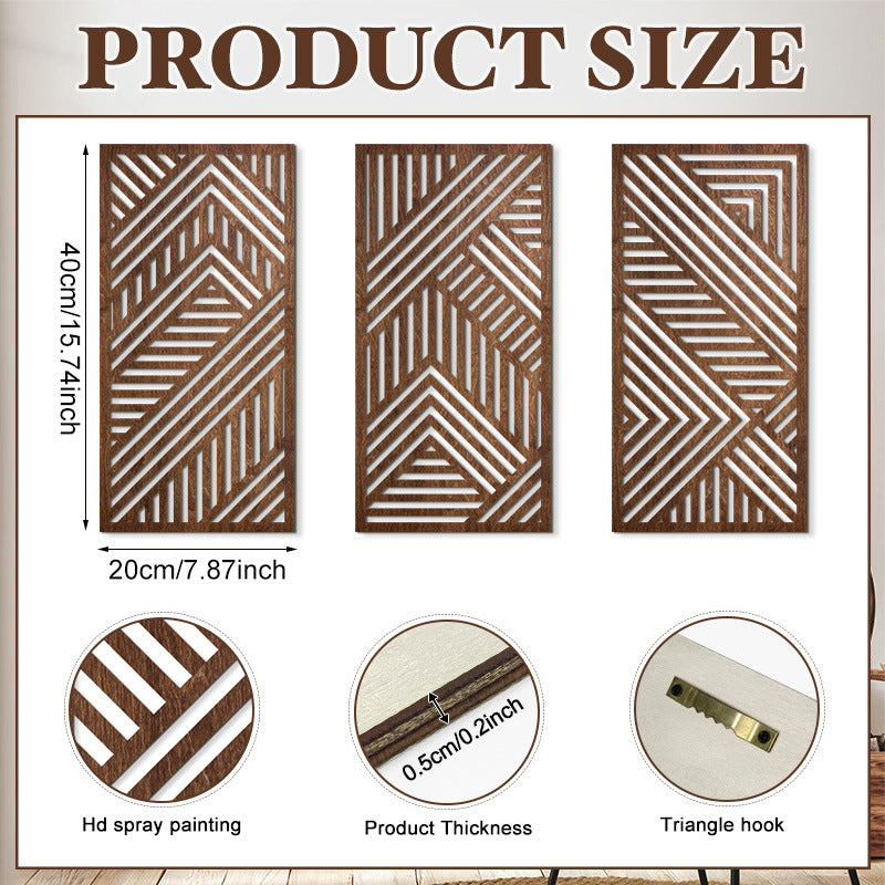 Rustic Wooden Wall Decor – Hollow Design for Bedroom & Living Room