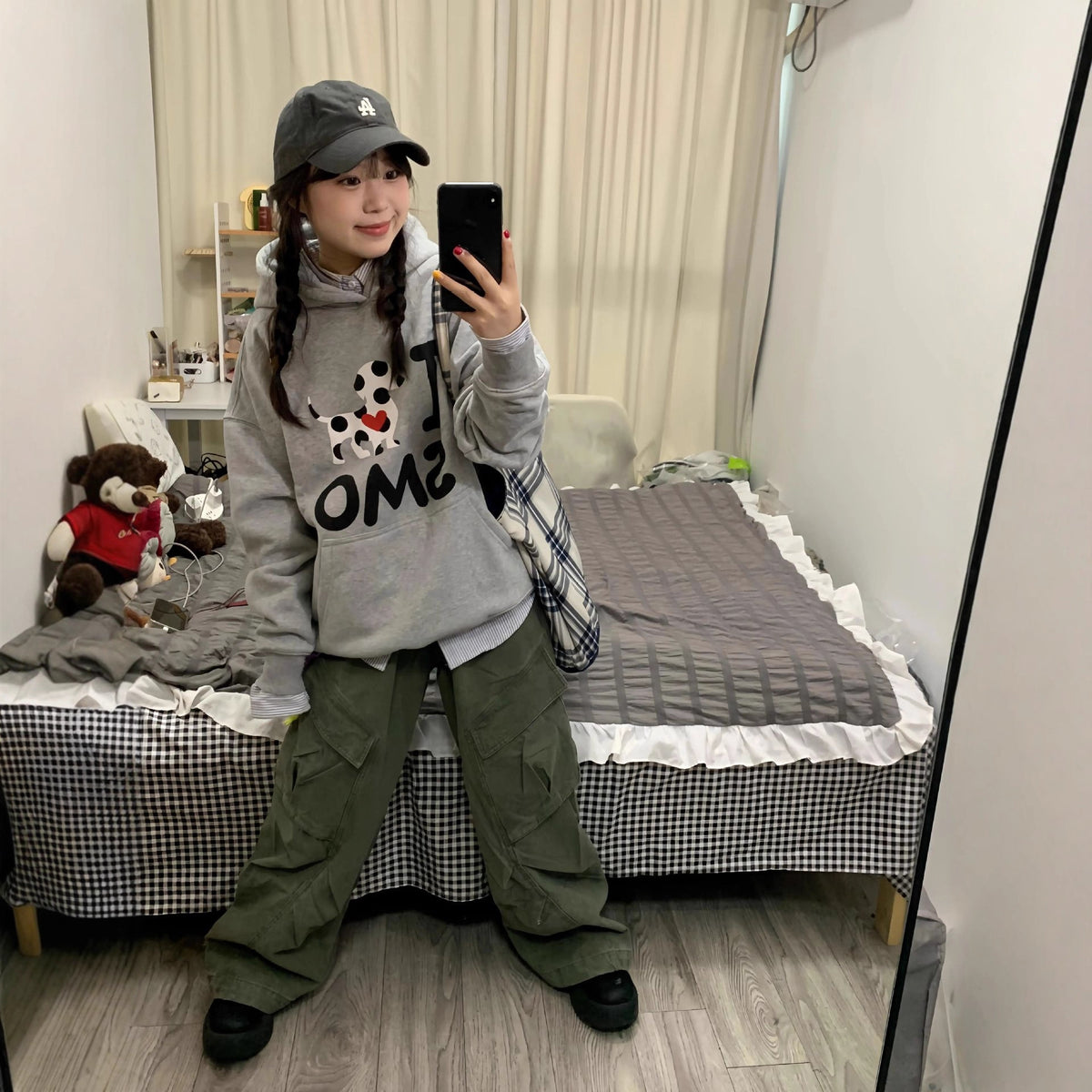 Cute Dog Print Hoodie for Women, College Style, Loose Fit