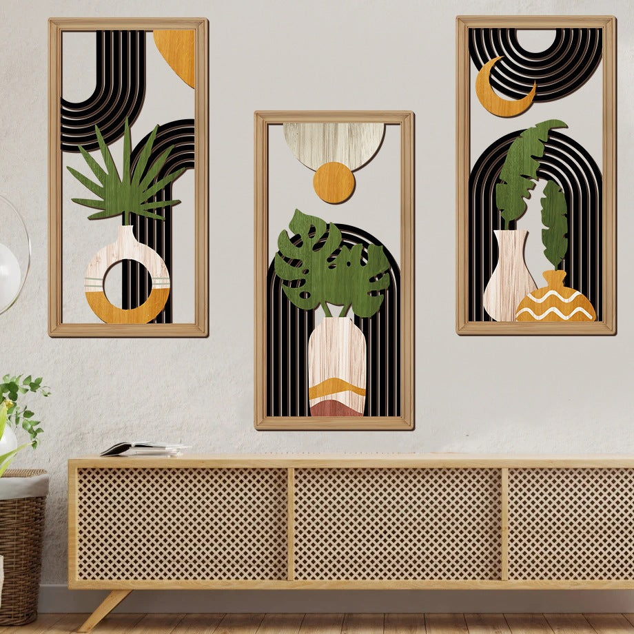 Rustic Wooden Wall Decor – Hollow Design for Bedroom & Living Room