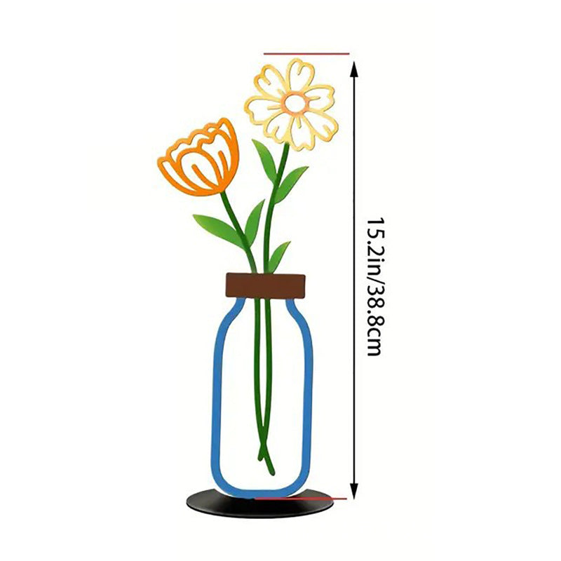 colorful wall vase decoration with flowers, measuring 15.2in tall, ideal for home decor