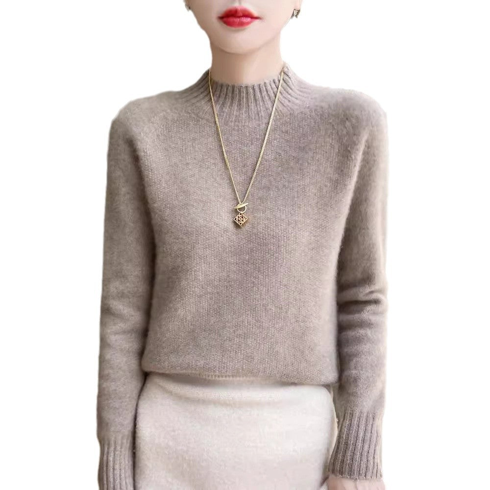 Half high neck women's casual loose inner sweater