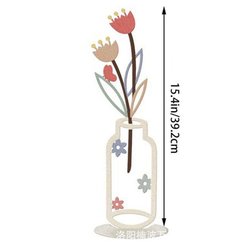 Colorful wall vase decoration displayed with flowers, showcasing modern design and dimensions of 15.4in/39.2cm.