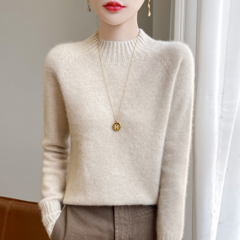 Half high neck women's casual loose inner sweater