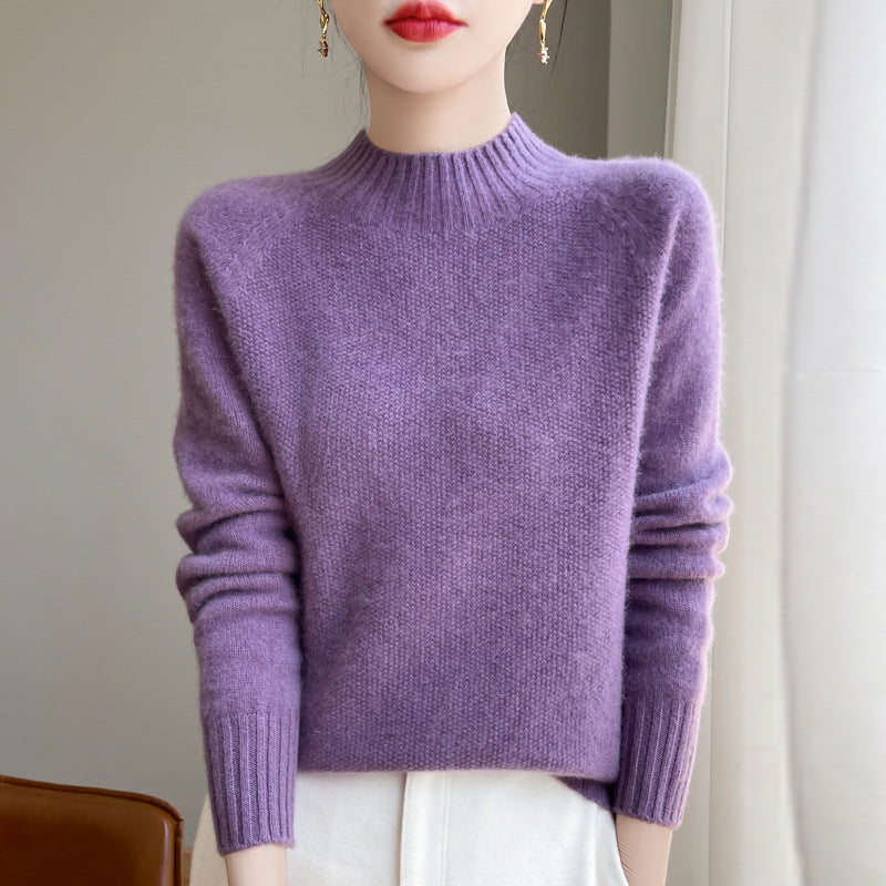 Half high neck women's casual loose inner sweater