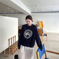 Print Hooded Crewneck Sweatshirt for Women, Loose Casual Long Sleeve