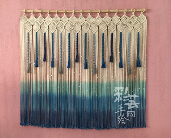 Hand-woven curtain tapestry door curtain partition tassel curtain dyeing shading curtain decoration
