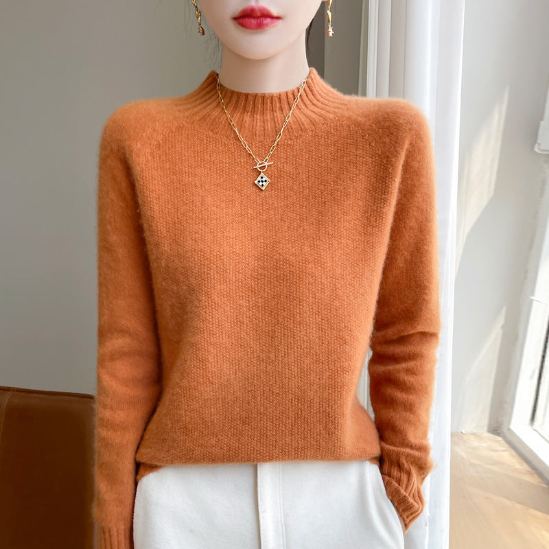 Half high neck women's casual loose inner sweater