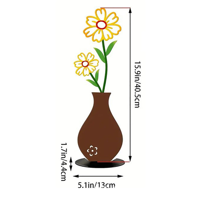 Colorful wall vase decoration with flowers, measuring 15.9 inches high and 5.1 inches wide, adding modern charm.