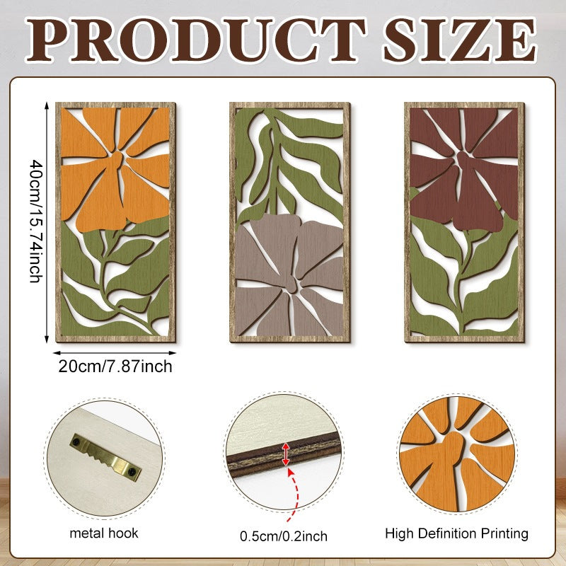 Rustic Wooden Wall Decor – Hollow Design for Bedroom & Living Room