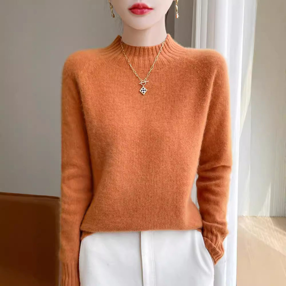 Half high neck women's casual loose inner sweater