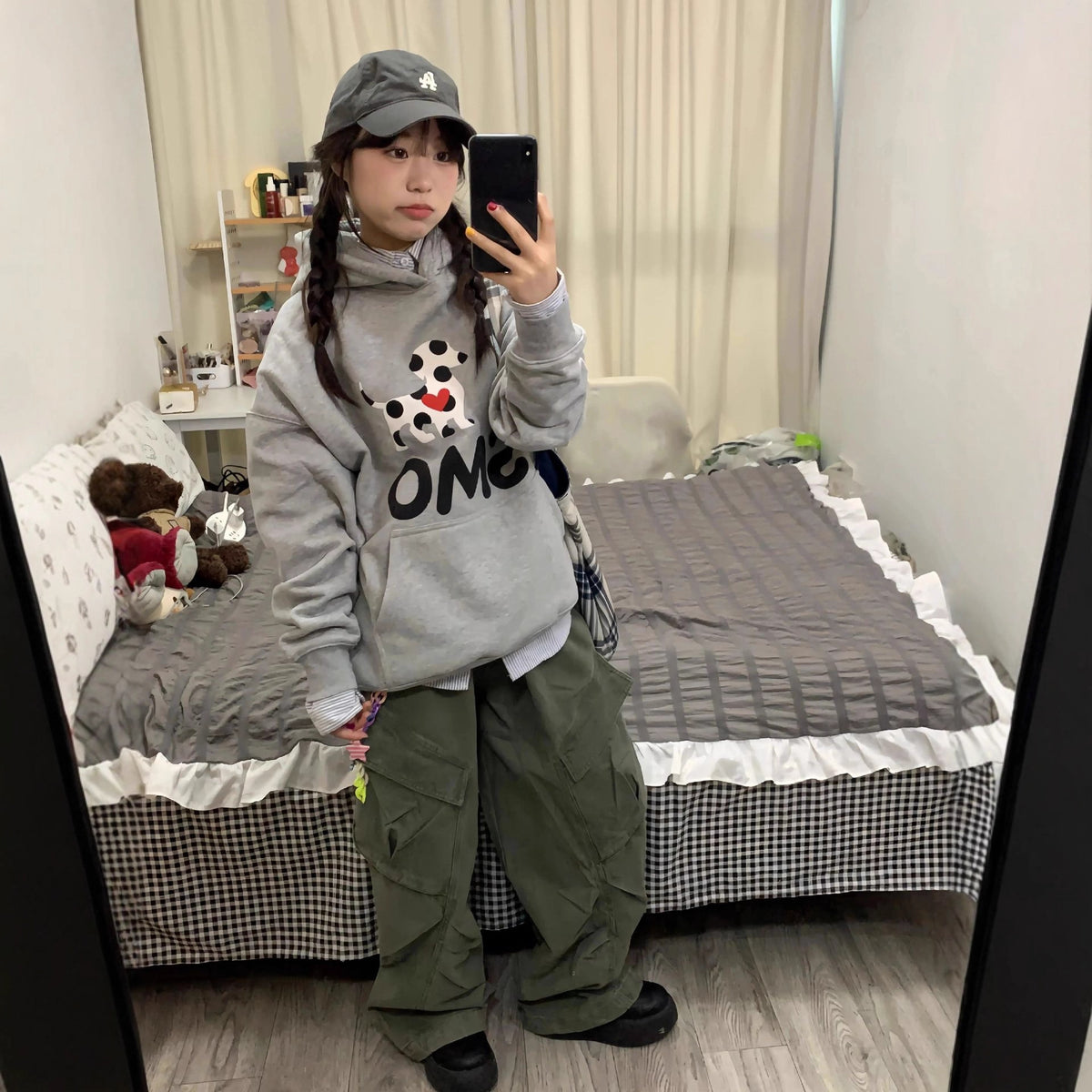 Cute Dog Print Hoodie for Women, College Style, Loose Fit