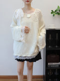Hollow out patchwork lace sequin sweater