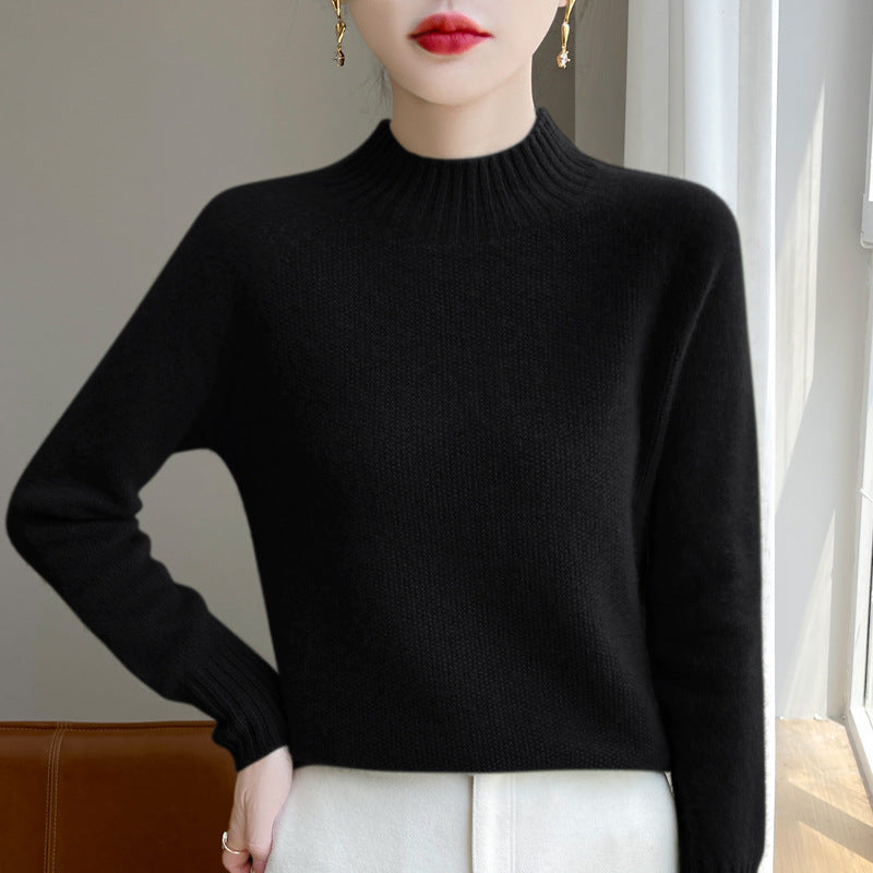 Half high neck women's casual loose inner sweater