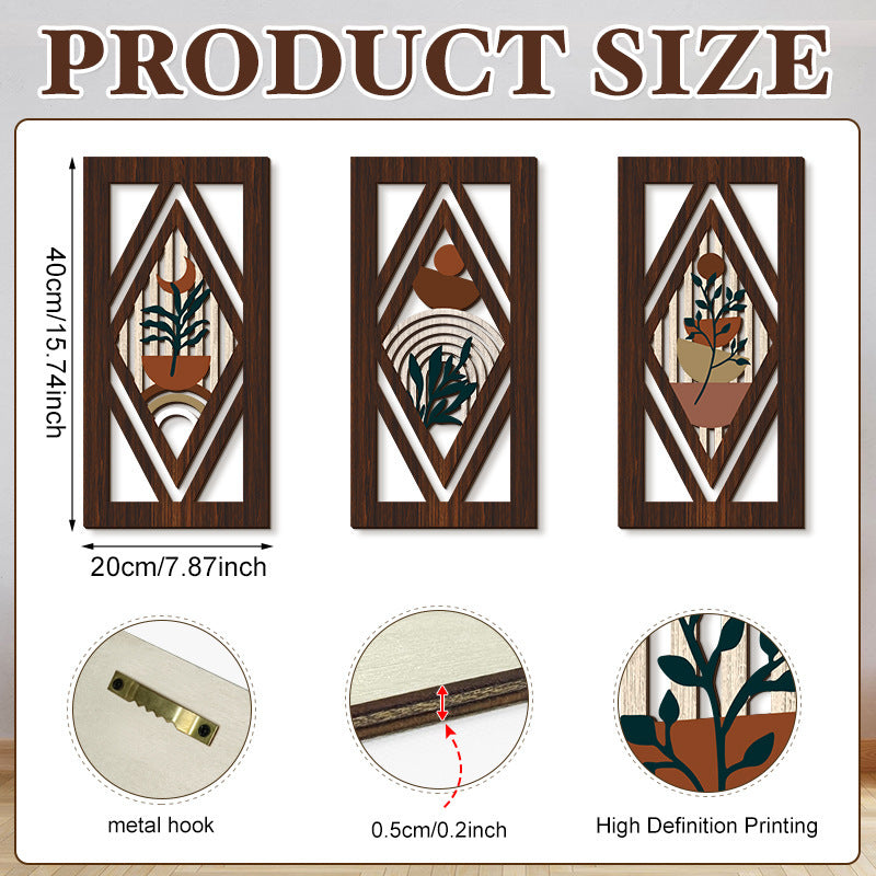 Rustic Wooden Wall Decor – Hollow Design for Bedroom & Living Room