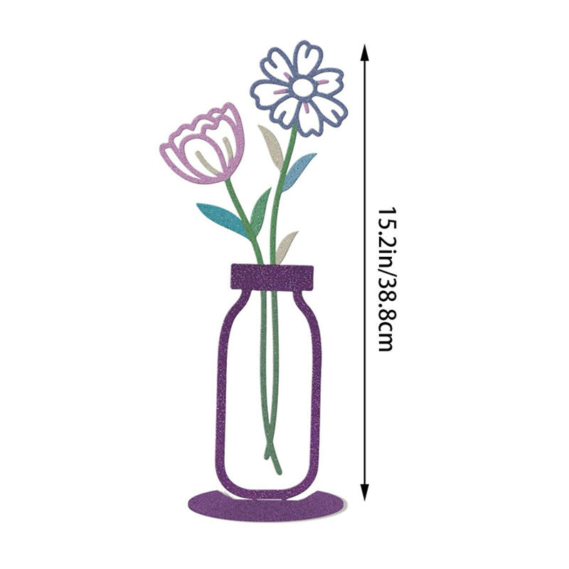 colorful wall vase decoration featuring flowers in a modern design, measuring 15.2 inches tall.