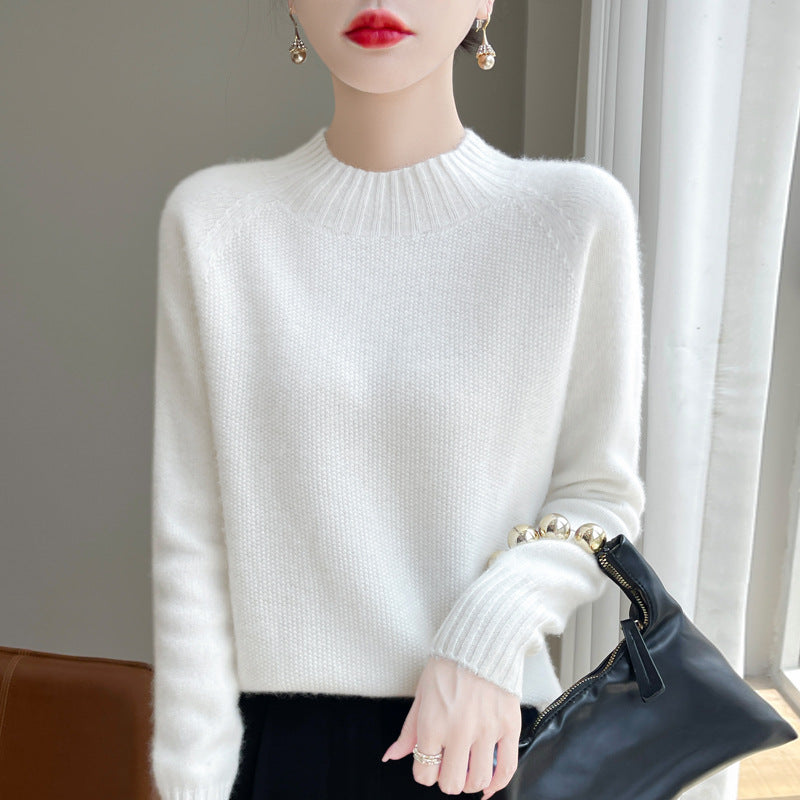 Half high neck women's casual loose inner sweater