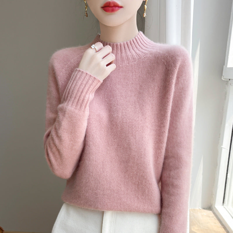 Half high neck women's casual loose inner sweater