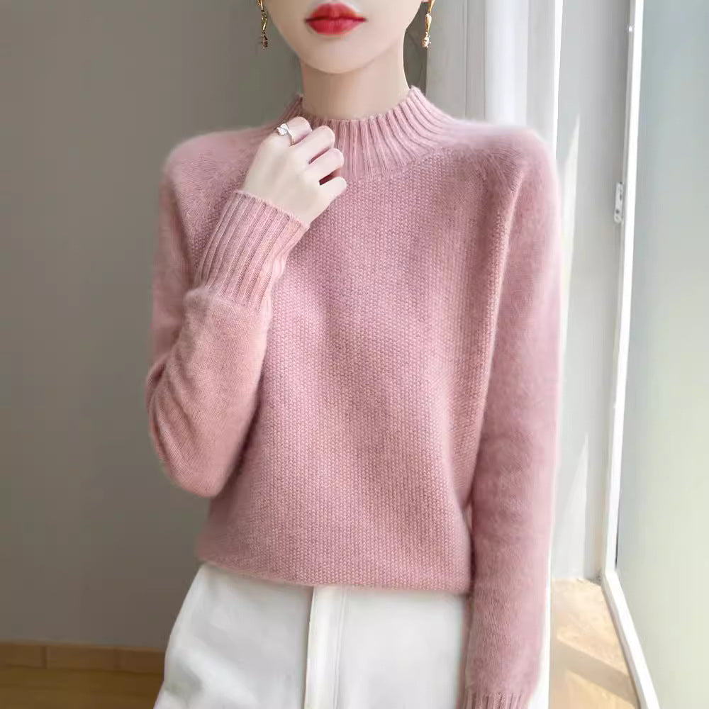 Half high neck women's casual loose inner sweater