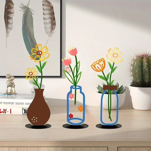 colorful wall vase decoration with floral arrangements in modern designs