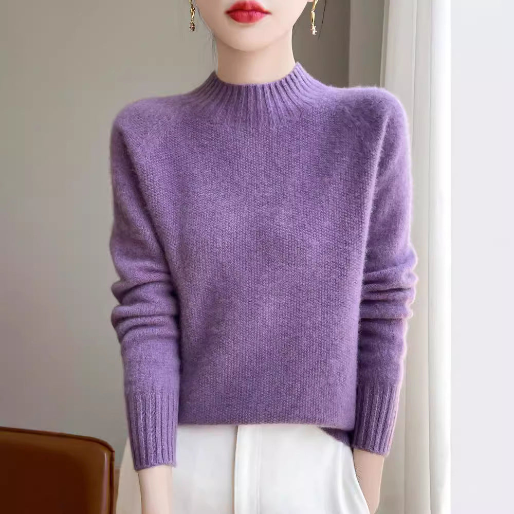 Half high neck women's casual loose inner sweater