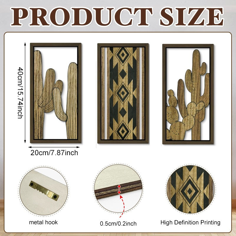 Rustic Wooden Wall Decor – Hollow Design for Bedroom & Living Room