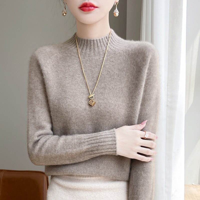 Half high neck women's casual loose inner sweater