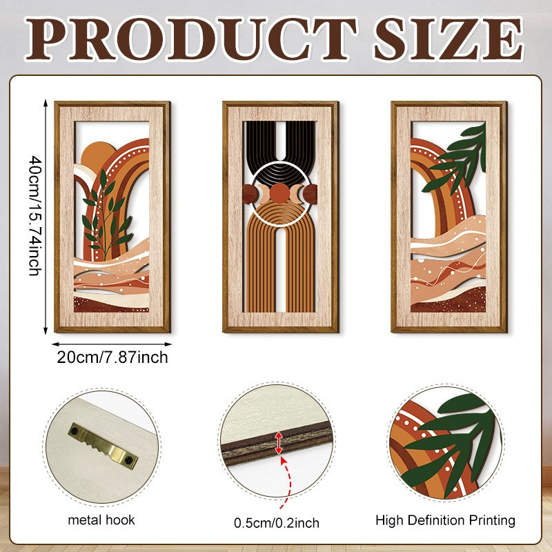 Rustic Wooden Wall Decor – Hollow Design for Bedroom & Living Room