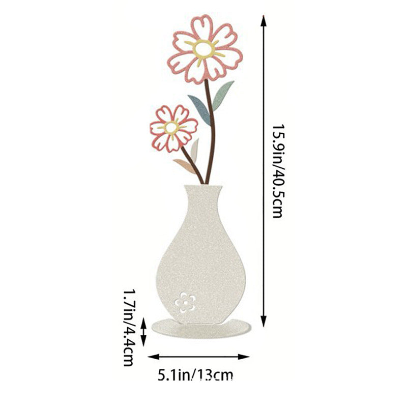 Colorful wall vase decoration with flowers, modern minimalist design, dimensions 15.9in by 5.1in.