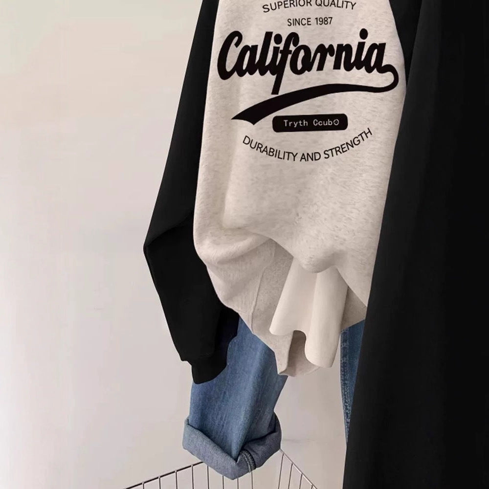 Lightweight Hoodie for Women – Color Block Drop Shoulder