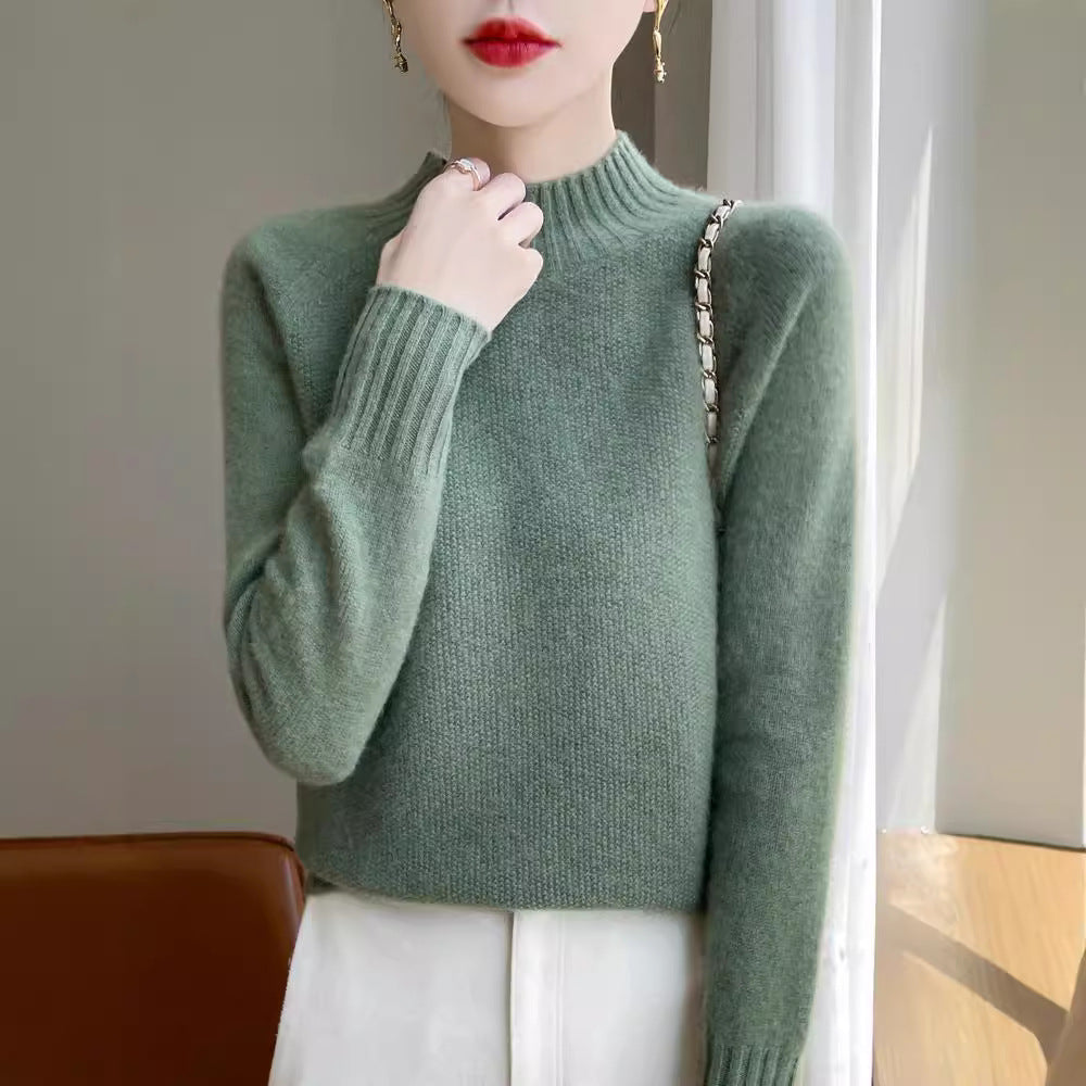 Half high neck women's casual loose inner sweater